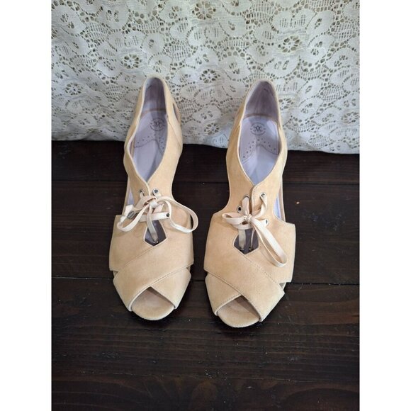 EUC Johnston & Murphy	Tan Suede Open Toe Lace-up Sandal/Sz. 7M - Picture 5 of 9